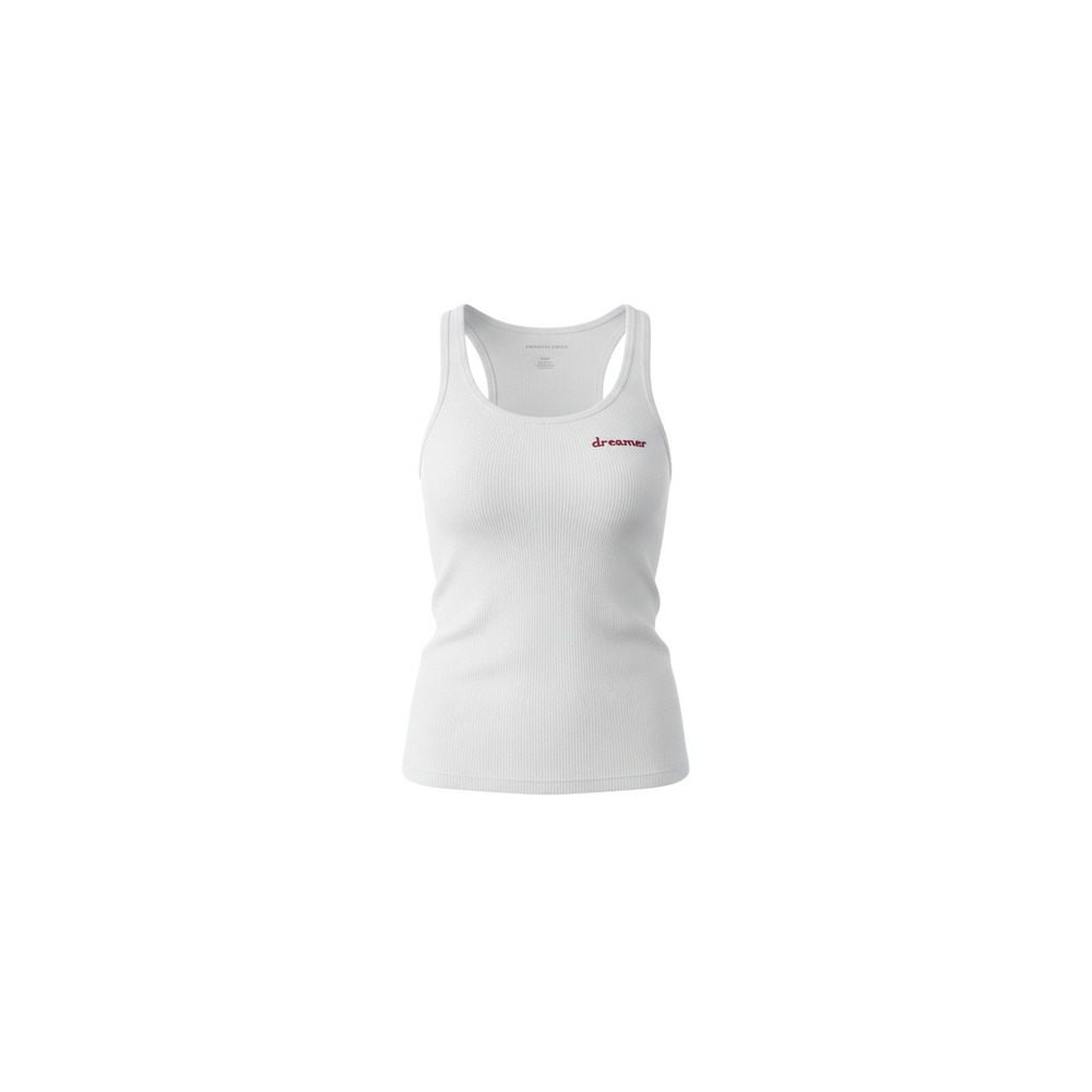American Eagle Tank Top Womens Medium White Dreamer Ribbed Racerback Sleeveless